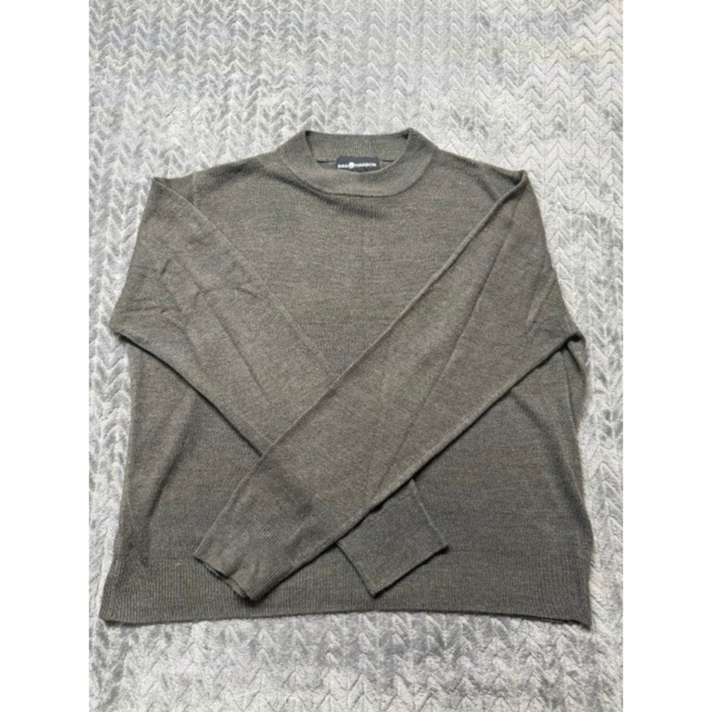 Sag Harbor Womens XL Olive Green Mock Neck Long Sleeve Knit Sweater 0680